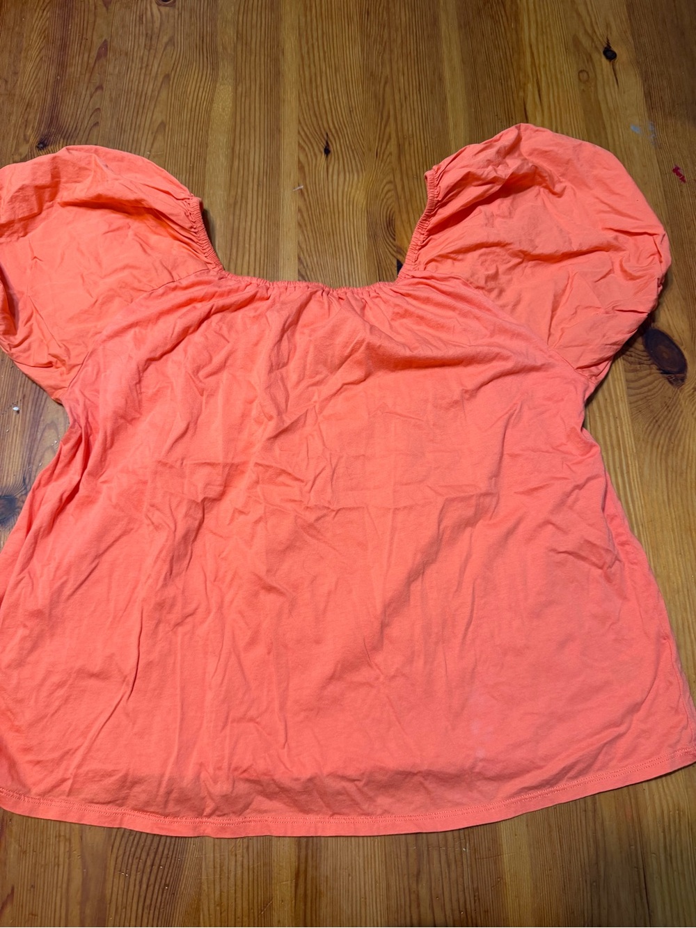 a new day Coral Puff Sleeve Square Neck Top